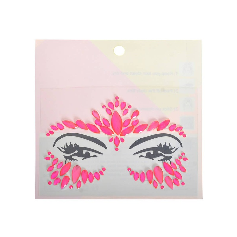 Neon Pink UV Reactive Stick-on Festival Face Jewels