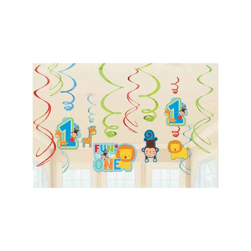 One Wild Boy 1st Birthday Blue Spirals Decoration