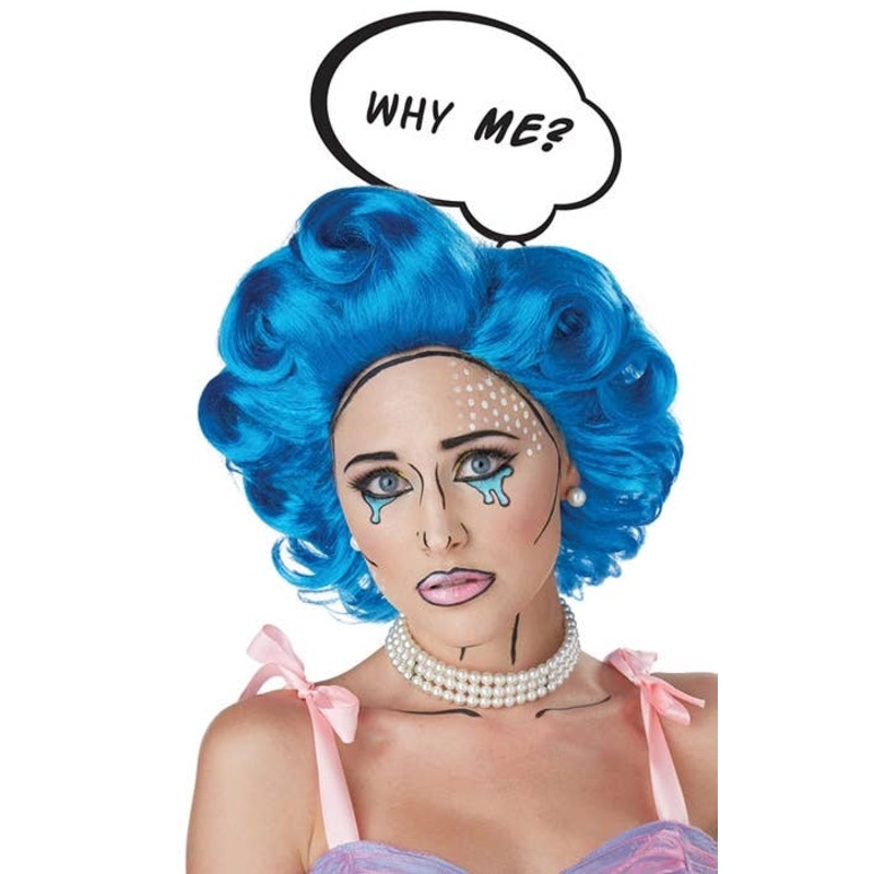 Pop Art Womens Blue Costume Wig