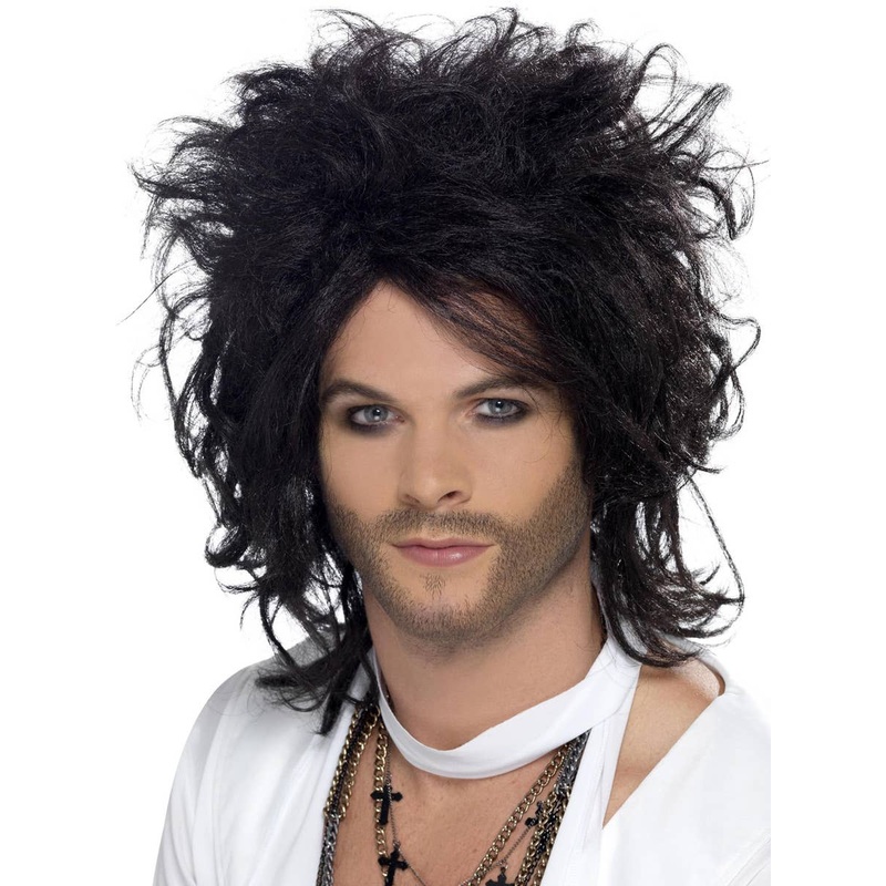 Sex God Mens Black Punk Rocker Costume Wig
