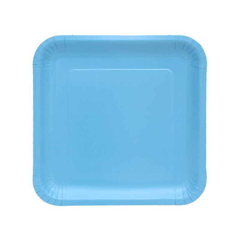 Sky Blue 20 Pack 23cm Square Paper Plates