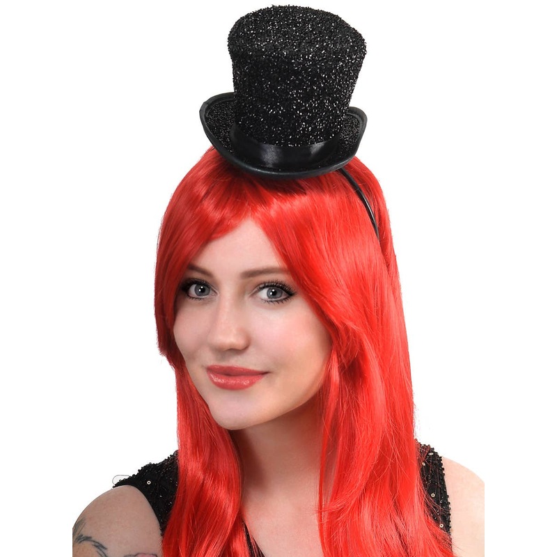Sparkly Black Mini Top Hat on Headband