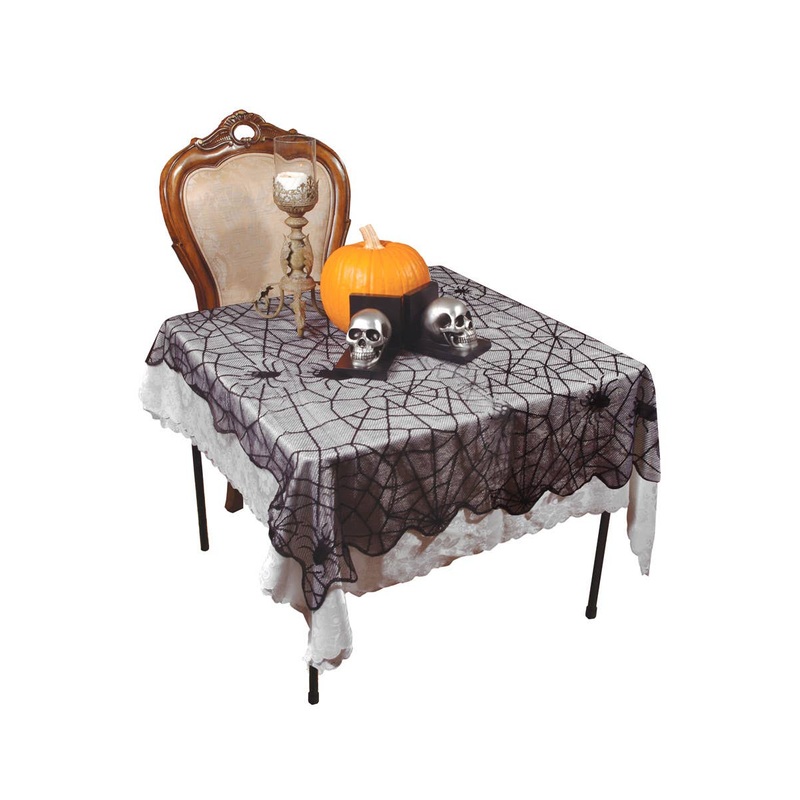 Spider Web Black Lace Large Halloween Table Cover