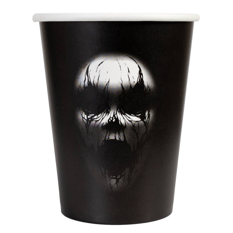 Spooky Black and White Screaming Face Halloween Party Cups