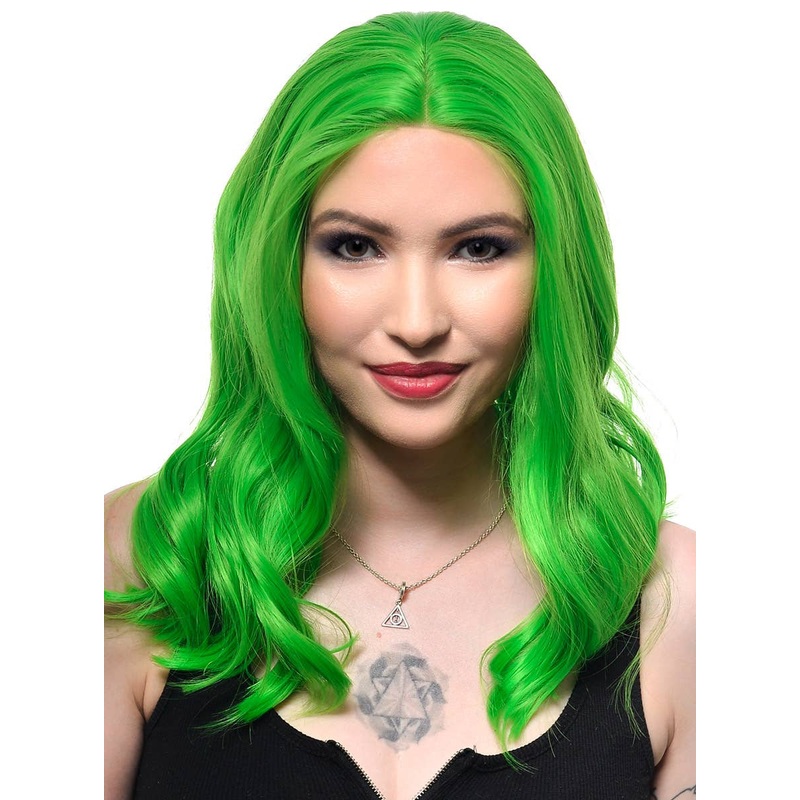 Vibrant Green Loose Waves Mid-Length Lace Front Fashion Wig