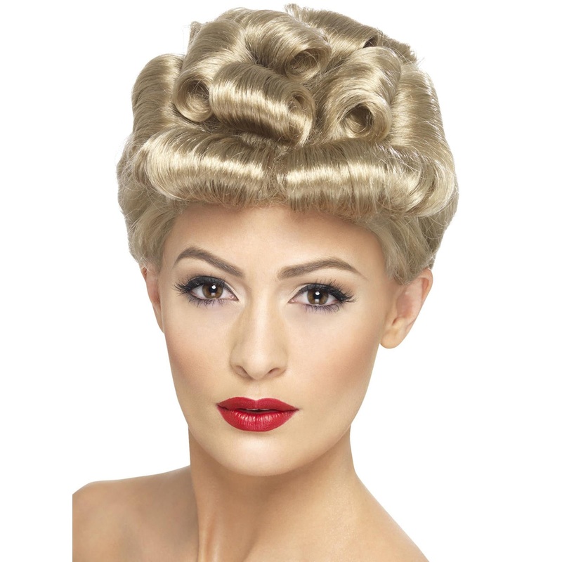 Vintage Chick Womens 40s Blonde Updo Costume Wig
