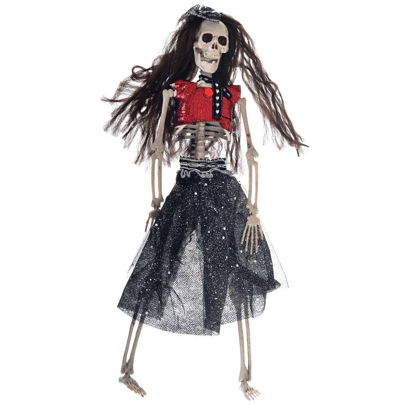 40cm Female Skeleton with Hair Halloween Decoration
