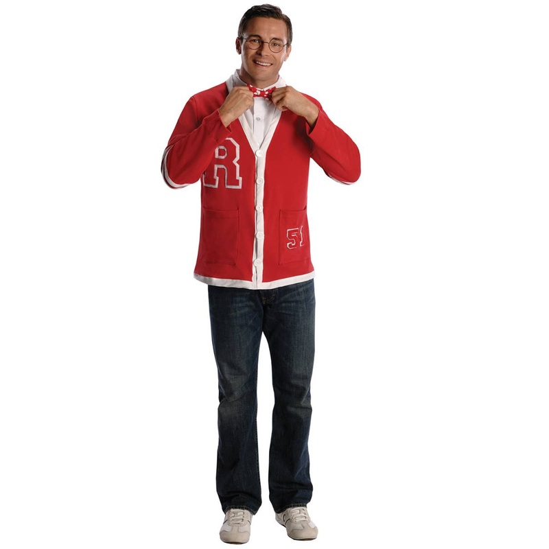 50s Nerd Guy Mens Red Letterman Jacket Costume