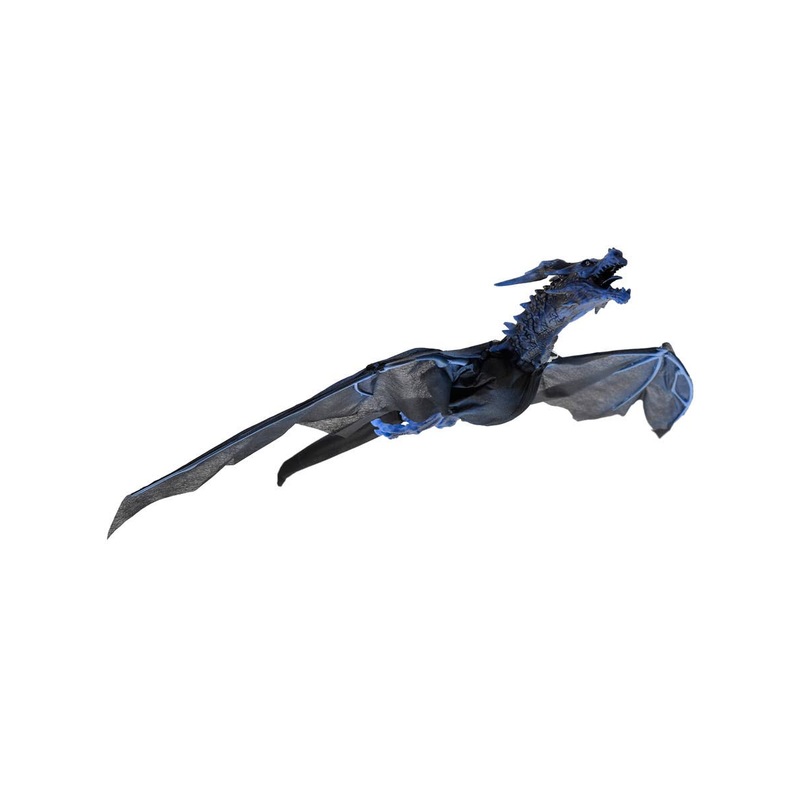 Animated Blue and Black Flying Dragon Halloween Decoration