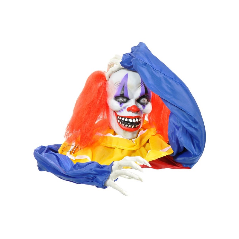 Animated Head Raising Evil Clown Halloween Decoration