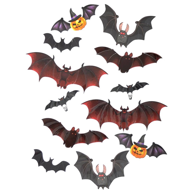 Assorted 3D Bats Halloween Stickers Set