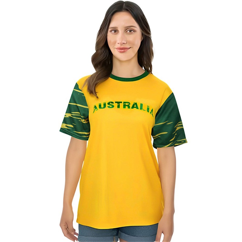 Australia Print Womens Green And Gold Top