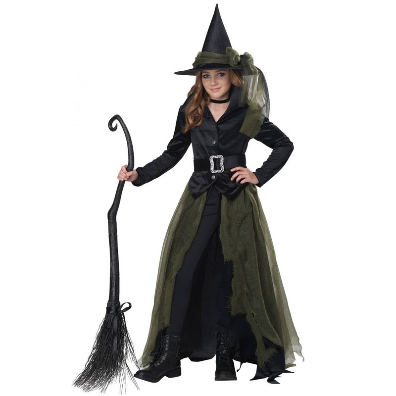Cool Teen Girls Green Witch Halloween Costume