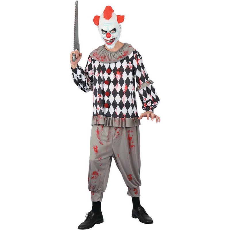 Creepy Horror Clown Mens Halloween Fancy Dress Costume