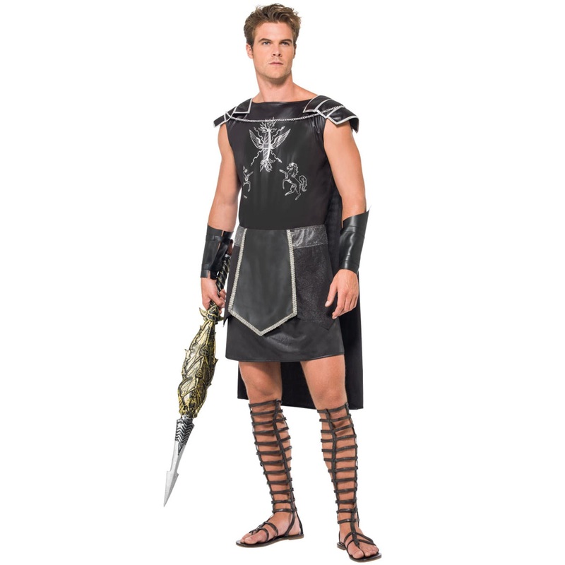 Dark Gladiator Mens Black Ancient Roman Costume