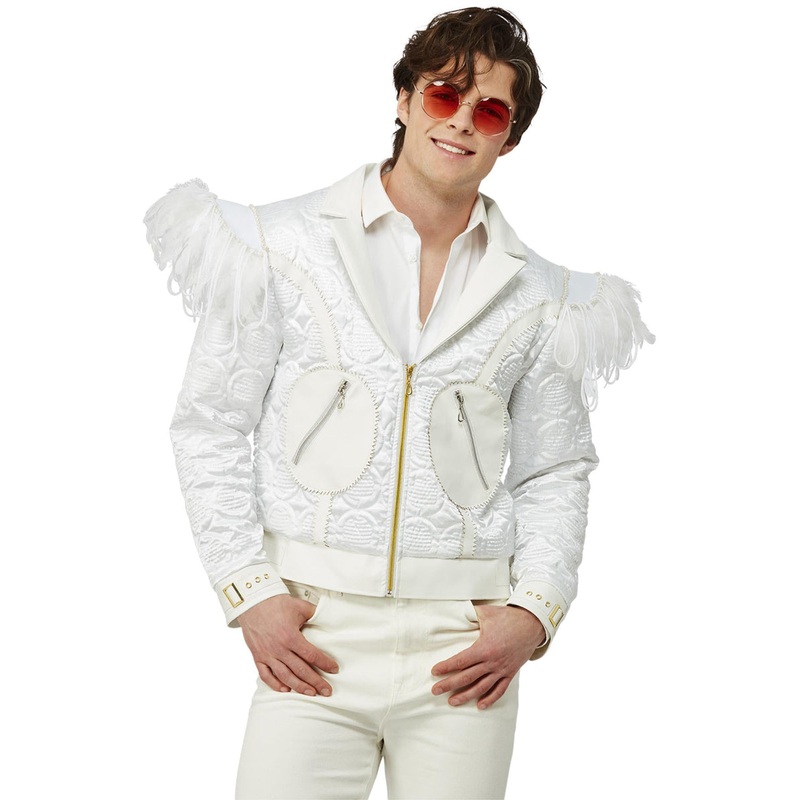 Elton John White Feather Mens Costume Jacket