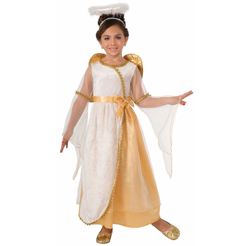 Golden Angel Girls Fancy Dress Christmas Costume