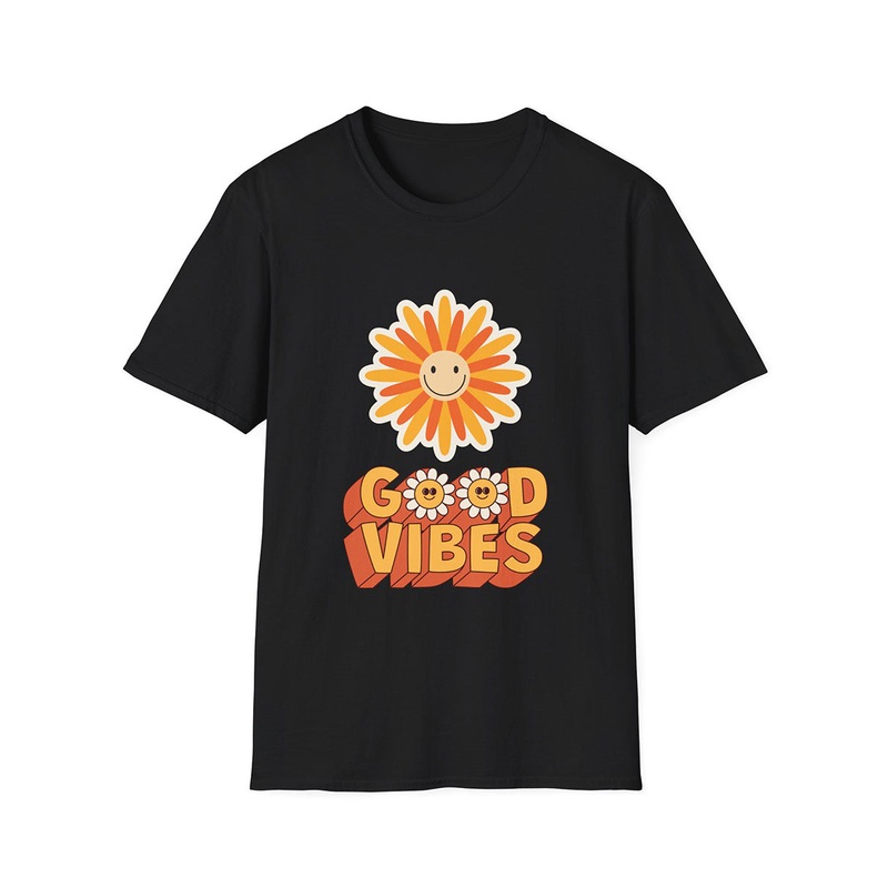 Good Vibes Womens Black 70s Hippie Costume Shirt