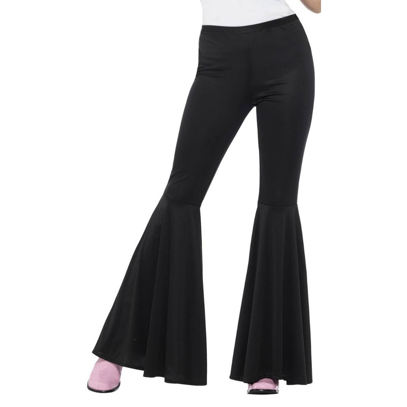 Groovy Womens Black Flared 1970s Costume Pants