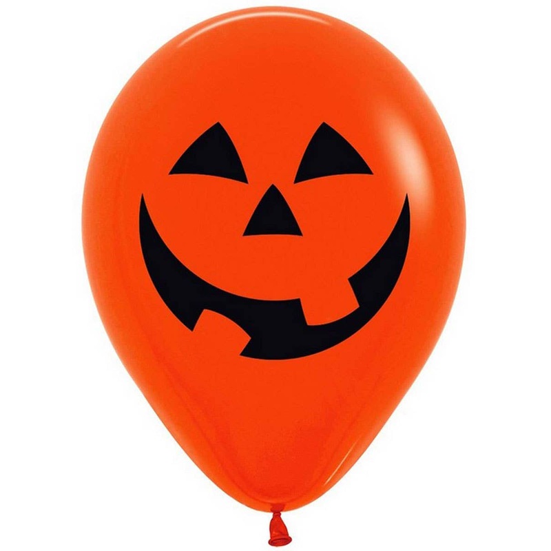 Happy Orange Pumpkin Print 12 Pack 30cm Latex Halloween Balloons
