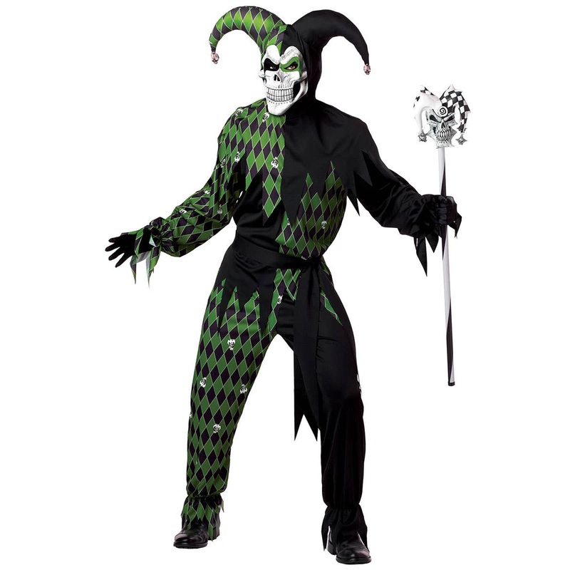 Jokes On You Mens Green Jester Halloween Costume
