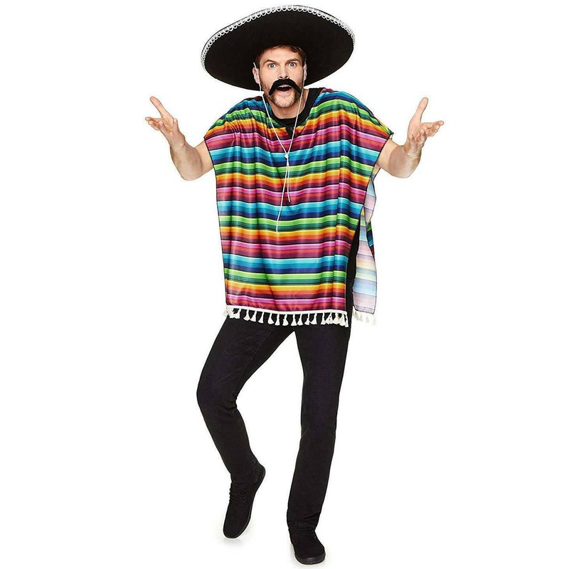 Rainbow Mens Wild West Mexican Costume Poncho
