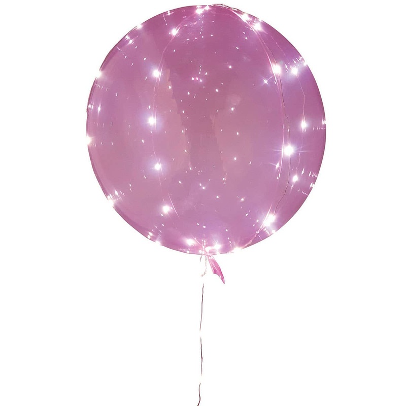Transparent Pastel Pink 40cm Light Up Bubble Balloon