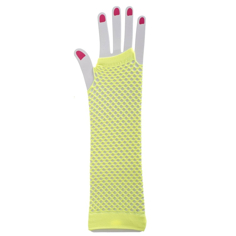 1980s Fishnet Fluro Yellow Gloves
