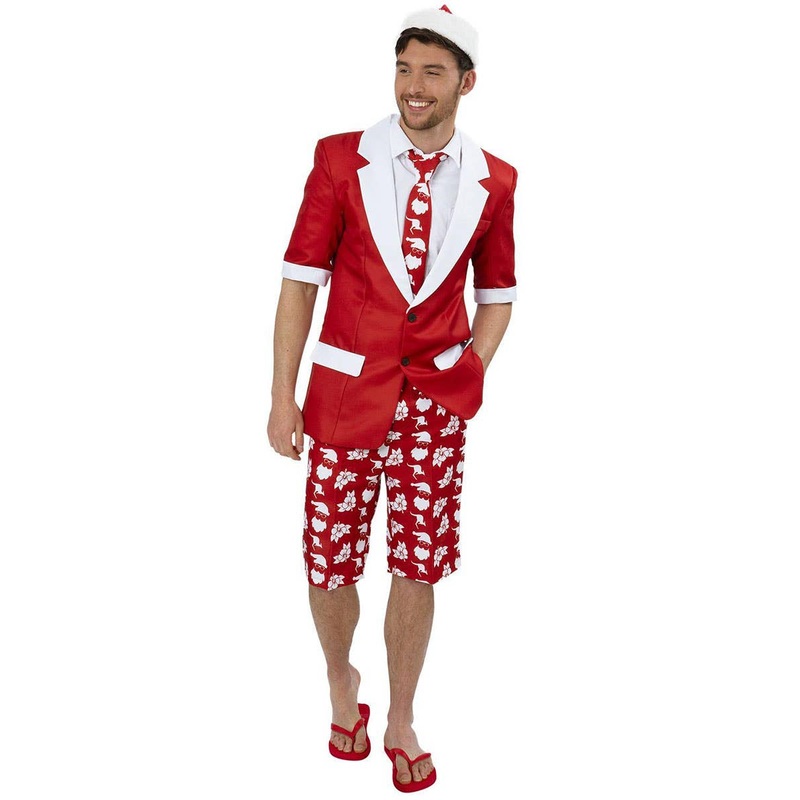 Australian Christmas Print Plus Size Mens Short Sleeved Stand Out Suit