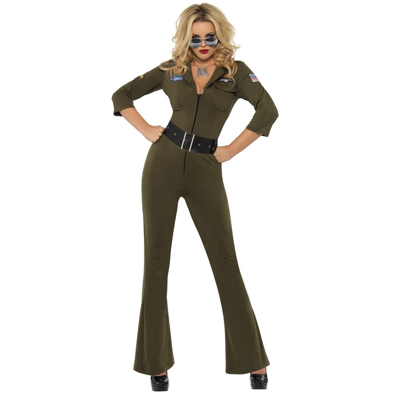 Aviator Hottie Womens Top Gun Jumpsuit Costume
