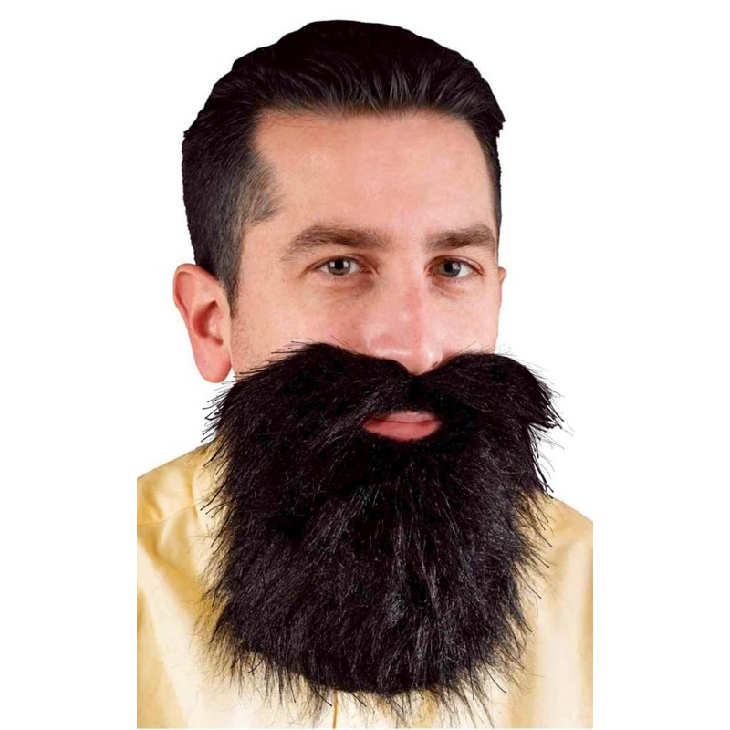 Bushy Black Fake Beard and Moustache Facial Hair