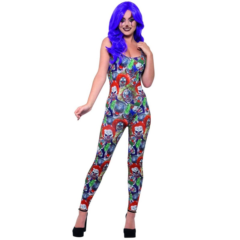 Creepy Clown Womens Halloween Costume Bodysuit