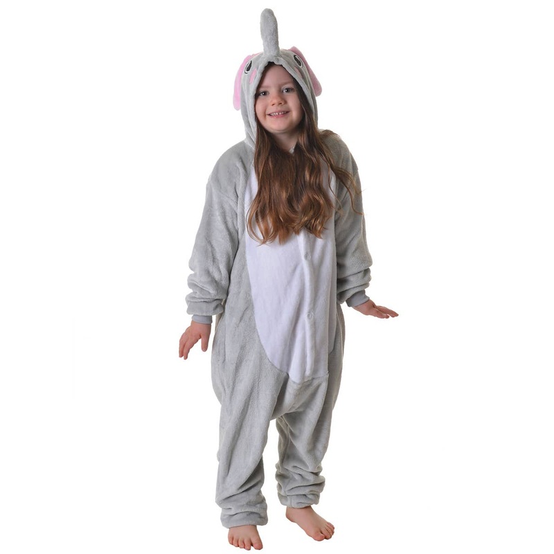 Cute Plush Grey Elephant Childrens Onesie Dress Up Costume