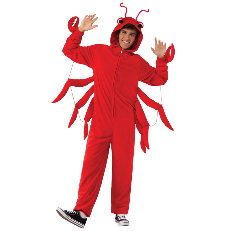 Furry Red Lobster Mens Animal Onesie Costume
