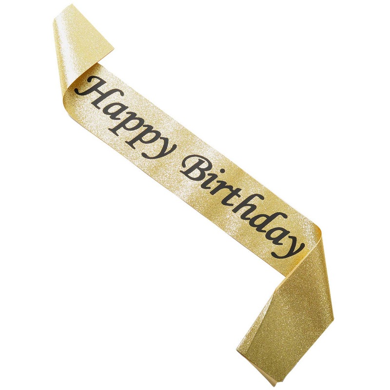 Gold Glitter Happy Birthday Sash