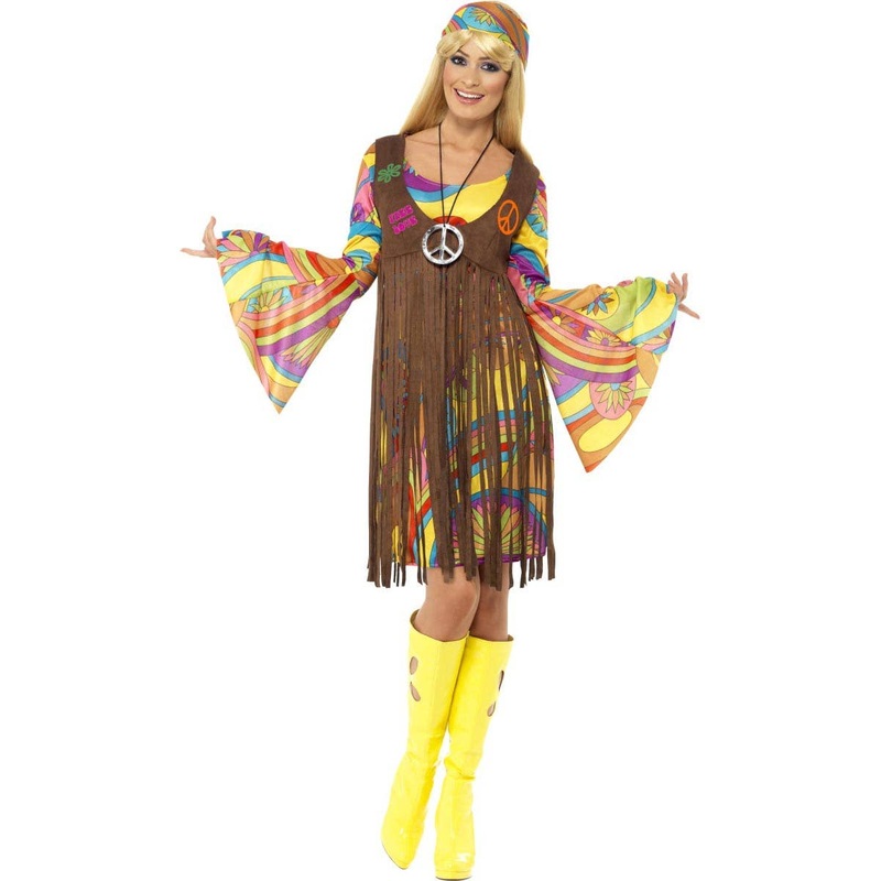 Groovy Lady Womens Rainbow Hippie Costume