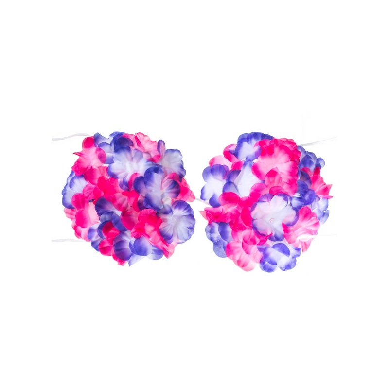 Hawaiian Pink and Purple Flower Bra Costume Accessory