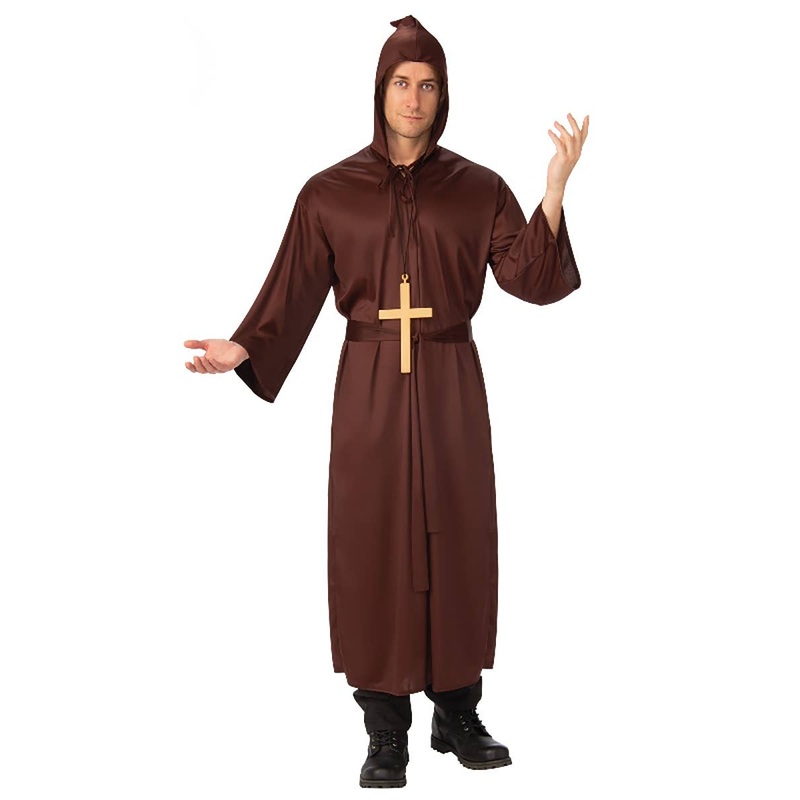 Holy Mens Brown Monk Robe Dress Up Costume