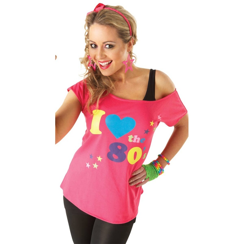 I Heart The 80s Pink Womens Costume Shirt