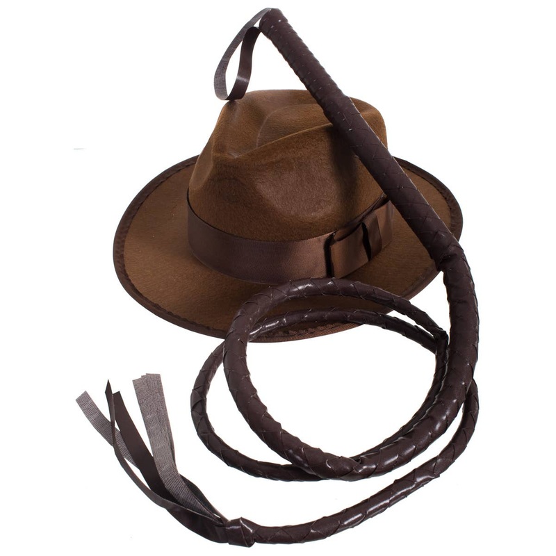 Indiana Jones Inspired Hat and Whip Costume Accessory Set