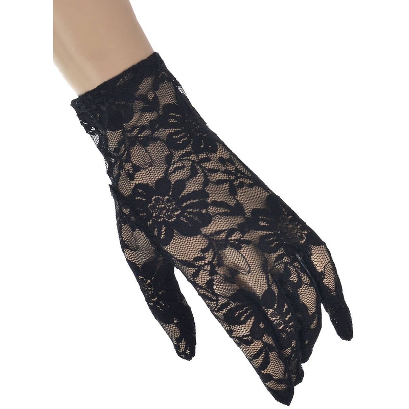 Lace Black Womens 80s Costume Gloves