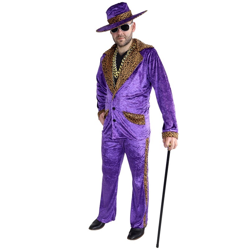Leopard Print Plus Size Mens Purple Mac Daddy Costume