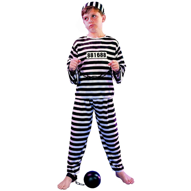Little Black and White Convict Boys Dress Up Costume
