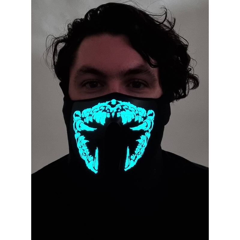 Monster Green and Yellow Teeth Sound Activated Light Up Mask