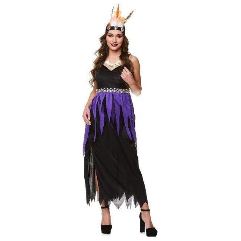 Mystical Purple Plus Size Womens Voodoo Priestess Halloween Costume