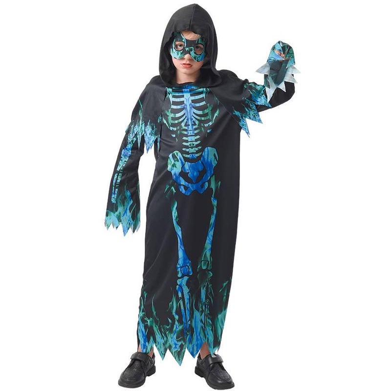 Neon Green and Blue Skeleton Boys Halloween Costume
