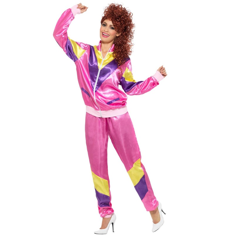 Neon Pink 1980s Womens Shell Suit Costume