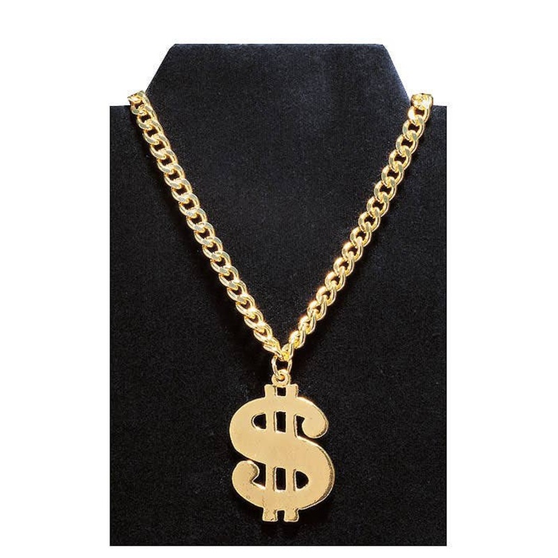 Novelty Small Dollar Sign Gold Bling Necklace