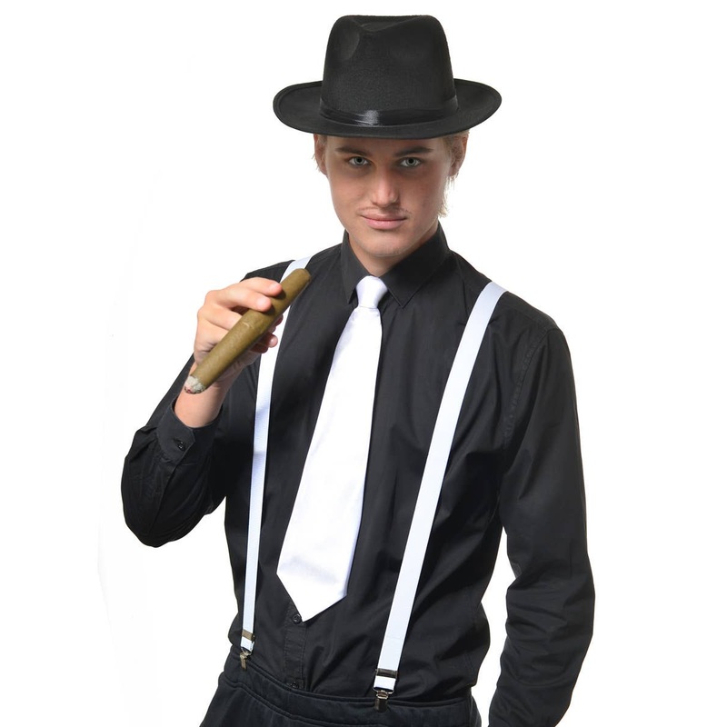 Roaring 20s White Gangster Costume Suspenders
