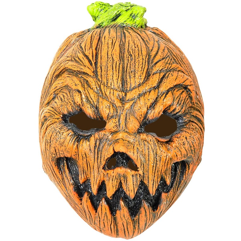 Rubber Latex Orange Pumpkin Head Mask